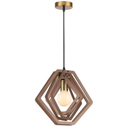 ACA Lighting závěsné svítidlo 1XE27 světle hnědá kůže MDF D34XH100CM TRITON ZM391P34WLL