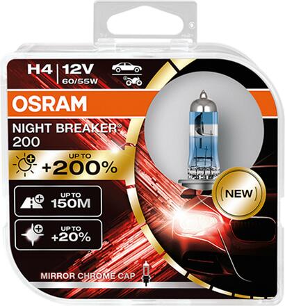 OSRAM H4 12V NIGHT BREAKER 200 +200% více světla 2ks 64193NB200-HCB