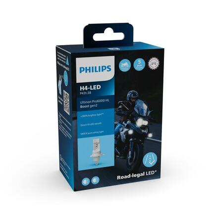 Philips H4 12V 18W Ultinon Pro6000 Boost Gen2 +300% Moto 1ks 11342U60B2X1