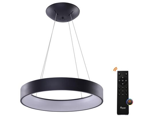 AZzardo Solvent R SMART závěsné svítidlo LED 64W 3017lm 3000-6000K 80cm kulaté IP20, černé + ovladač