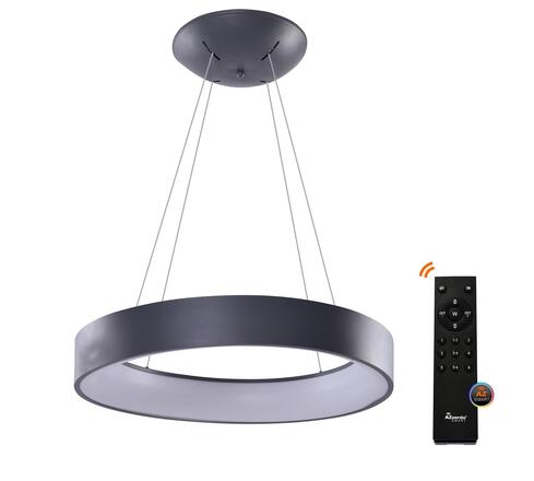 AZzardo Solvent R SMART závěsné svítidlo LED 64W 3017lm 3000-6000K 80cm kulaté IP20, šedé + ovladač
