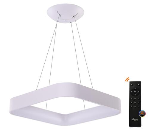 AZzardo Solvent S SMART závěsné svítidlo LED 97W 4885lm 3000-6000K 110cm hranaté IP20, bílé + ovladač