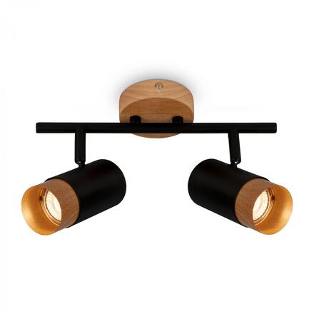 BRILONER Plek nástěnné svítidlo, nastavitelné, dřevo, 2-ramenné, černé 2144025