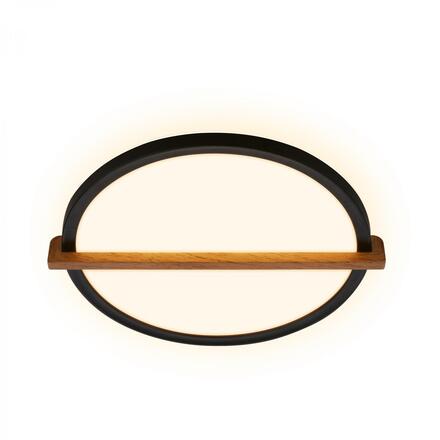 BRILONER Remsa LED stropní svítidlo, dekor dřeva, přímé a nepřímé osvětlení, oválné 31,5x29 cm, černá/dřevo 3844015
