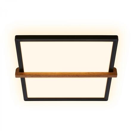BRILONER Remsa LED stropní svítidlo, dekor dřeva, přímé a nepřímé osvětlení, hranaté 31,5x29 cm, černá/dřevo 3845015