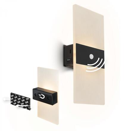 BRILONER Aura nástěnné svítidlo - 2,5W, 100lm, nabíjecí, LED, s pohybové čidlo, černá 3888015