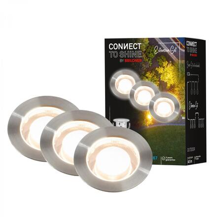 BRILONER CONNECT TO SHINE prodlužovací sada Kebony 3ks LED zapuštěných svítidel do země, IP67 3913032