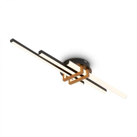 BRILONER Tinka stropní svítidlo 78x16 cm - 21W, 2400lm, LED, teplá bílá, černá/dřevo 3952035