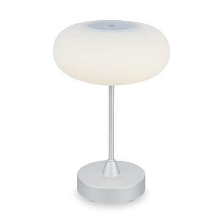 BRILONER LED bateriové stolní svítidlo pr.12,5 cm, LED modul, 3W, 350 lm, matný chrom IP44 BRILO 7440-014