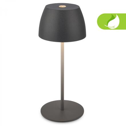 BRILONER LED nabíjecí stolní lampička Serina Mini, bezdrátová, 20cm, IP44, 2,5W, stmívatelné, dotykový vypínač, antracit 7503015