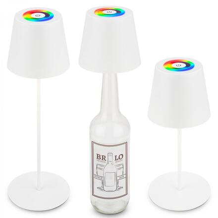 BRILONER Calida 3 v 1 RGBW LED stolní lampička bezdrátová IP44, stmívatelné, dotykový vypínač, bílá 7510016