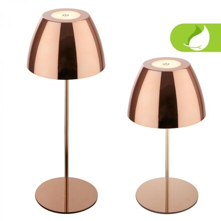 BRILONER Serina LED bezdrátová stolní lampička IP44, stmívatelná, dotykový vypínač, měď 7522013