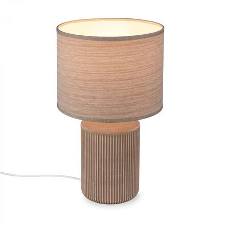 BRILONER Ino stolní lampička, látkové stínidlo, keramický podstavec, 22x37,5 cm (DxH), hnědé 7539011