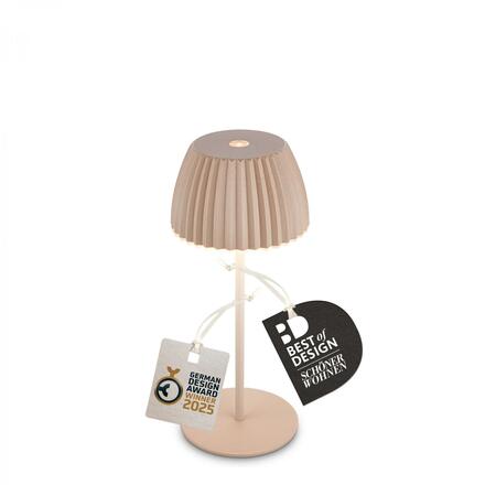 BRILONER Nabíjecí stolní lampa Riffle Mini - 20 cm, 1,5W, 150lm, bezdrátová, LED, stmívatelné, dotykový vypínač, béžová 7552011