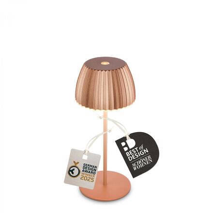 BRILONER Nabíjecí stolní lampa Riffle Mini - 20 cm, 1,5W, 150lm, bezdrátová, LED, stmívatelné, dotykový vypínač, měď 7552013