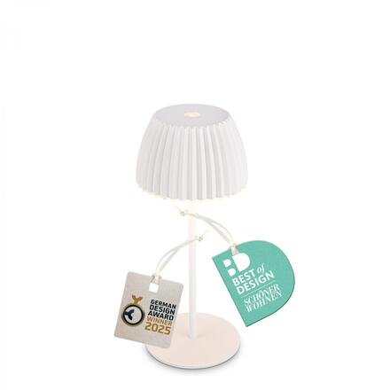 BRILONER Nabíjecí stolní lampa Riffle Mini - 20 cm, 1,5W, 150lm, bezdrátová, LED, stmívatelné, dotykový vypínač, bílé 7552016