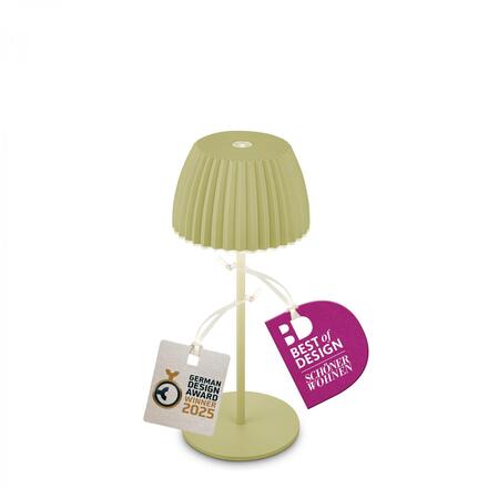 BRILONER Nabíjecí stolní lampa Riffle Mini - 20 cm, 1,5W, 150lm, bezdrátová, LED, stmívatelné, dotykový vypínač, zelená 7552019