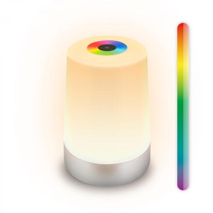 BRILONER Nubsi stolní lampička - 2,8W, 280lm, nabíjecí, LED, stmívatelné, RGB+W, matný chrom 7554014