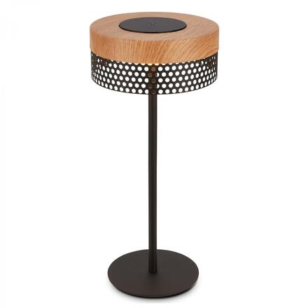 BRILONER Booha stolní lampa - 2,5W, 300lm, bezdrátová, IP44, LED, stmívatelná, teplá bílá, černá/dřevo 7576014