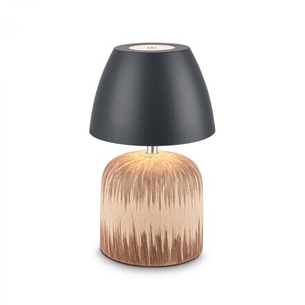BRILONER Cera stolní lampa - 2,5W, 200lm, bezdrátová, IP44, LED, stmívatelná, teplá bílá, antracit/dřevo 7593014