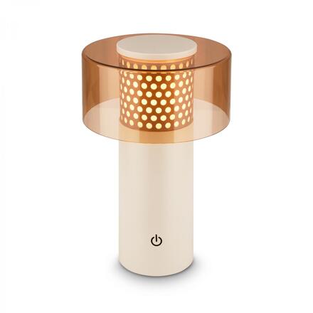 BRILONER Gila stolní lampa - 2,6W, 200lm, bezdrátová, LED, IP44, dotykový vypínač, stmívatelná, kávová/světlešedá 7669014