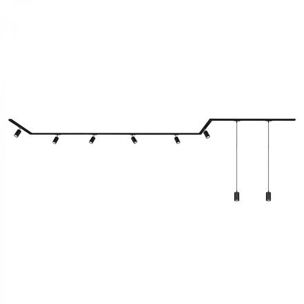 BRILONER 1-fázový lištový systém, 6x spot, 2x závěsná svítidla, 3 rohová spojka, černá 8013085