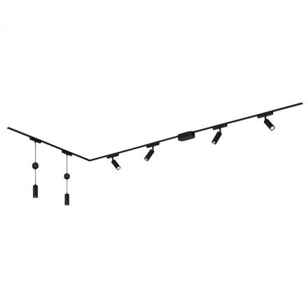 BRILONER Luxtrail lištový systém, 4x LED spoty, 2x LED závěsná svítidla, do L, černá 8035065