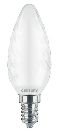CENTURY LED FILAMENT CANDLE kroucená SATÉN 6W E14 3000K 360d