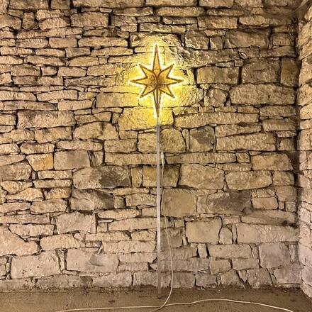 DecoLED LED světelná hvězda na vrchol stromu 3D tisk, 45 x 70 cm, teple bílá