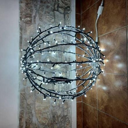 DecoLED LED světelná koule, ledově bílá, černý kabel, pr. 60 cm