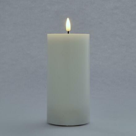 LED svíčka, vosková, 7,5 x 15 cm, bílá
