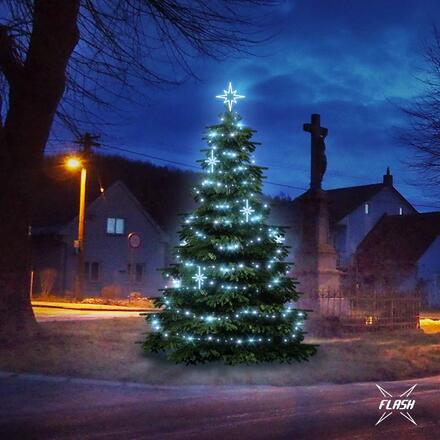 LED světelná sada na stromy vysoké 3-5m, ledová bílá s Flash, dekory EFD15S1