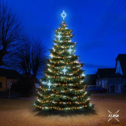 LED světelná sada na stromy vysoké 6-8m, teplá bílá s Flash, ledové dekory EFD15S2