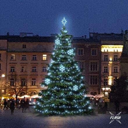 LED světelná sada na stromy vysoké 9-11m, ledová bílá s Flash, dekory EFD01