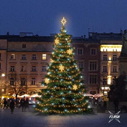 LED světelná sada na stromy vysoké 9-11m, teplá bílá s Flash, dekory EFD05W