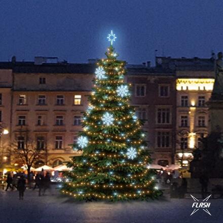 LED světelná sada na stromy vysoké 9-11m, teplá bílá s Flash, ledové dekory 8EFD08