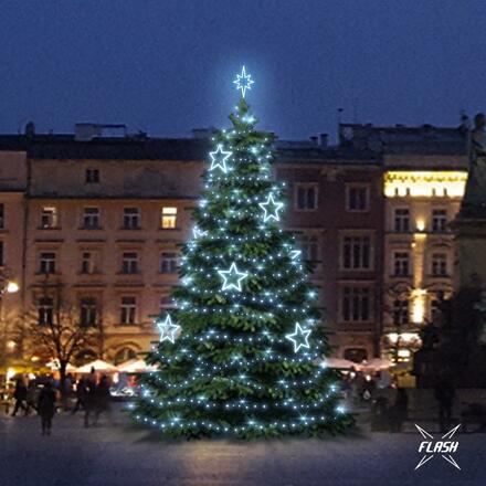 LED světelná sada na stromy vysoké 9-11m, ledová bílá s Flash, dekory 8EFD13
