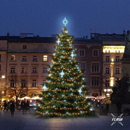 LED světelná sada na stromy vysoké 9-11m, teplá bílá s Flash, ledové dekory EFD15S2