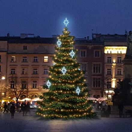 LED světelná sada na stromy vysoké 6-8m, teplá bílá s ledově bílými dekory EFD09S1