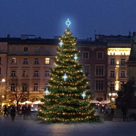 LED světelná sada na stromy vysoké 9-11m, teplá bílá s ledově bílými dekory EFD15S2