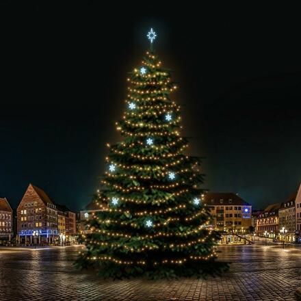 LED světelná sada na stromy vysoké 21-23m, teplá bílá s ledově bílými dekory EFD05
