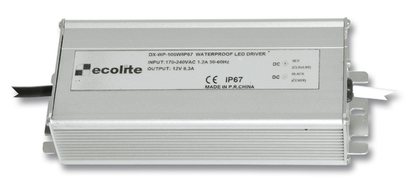 Ecolite El. trafo, 230V-12V, 8.3A, 100W DX-WP-100W/IP67