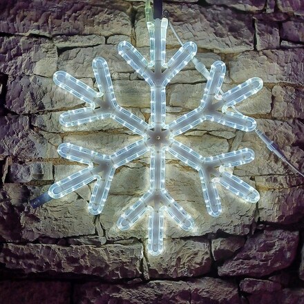 DecoLED LED světelná vločka V, závěsná 3D tisk, pr. 67 cm, ledově bílá