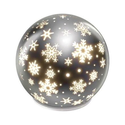 EMOS LED vánoční skleněná koule - vločky, 12 cm, 3x AA, vnitřní, teplá bílá, časovač DCLW28