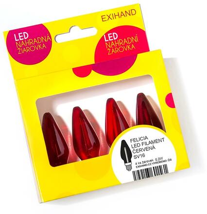 Exihand Blistr 4 červená žárovky FELICIA LED FILAMENT 14V/0,2W 166100.FIL.B.CL