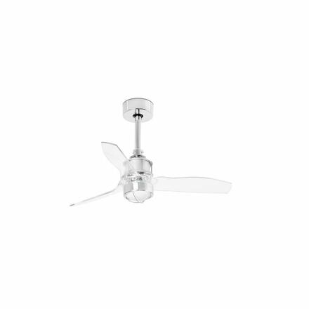 FARO JUST FAN XS LED, chrom/transparentní, stropní ventilátor 81cm