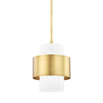 HUDSON VALLEY závěsné svítidlo CORINTH ocel/sklo staromosaz/opál E27 1x13W 8611-AGB-CE