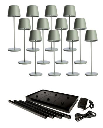 Deko-Light nabíjecí svítidlo LED sada Canis Gastro L zelená 12ks + nabíjecí základna 620240