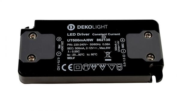 Light Impressions Deko-Light napájení FLAT, trafo 500mA 6W konstantní proud 500 mA IP20 2-12V DC 6,00 W 862130