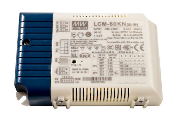 Meanwell napájení DIM, Multi CC, LCM-60KN - KNX konstantní proud 500/600/700/900/1050/1400 mA IP20 stmívatelné 2-90 VDC 60,3 W  862176